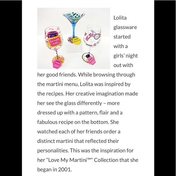 LOLITA Glassware hand painted, Pokertini Martini glass, 10 oz, used 1 x - Picture 4 of 4